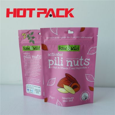 Pink salt stand up pouches bags for pili nuts stand up packaging