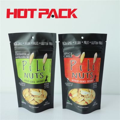 Matte black stand up pouch pili nuts stand up packaging