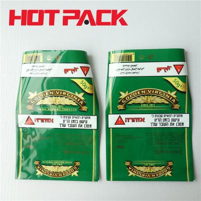 Hand rolling Tobacco bag ziplock hand rolling plastic Tobacco bag Golden V tobacco pouch