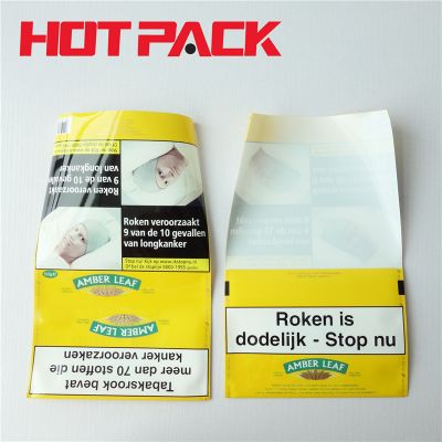 Amber leaf tobacco pouch with adhesive oem hand rolling tobacco pouches