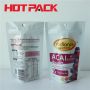 Food stand up packaging for snack stand up pouches