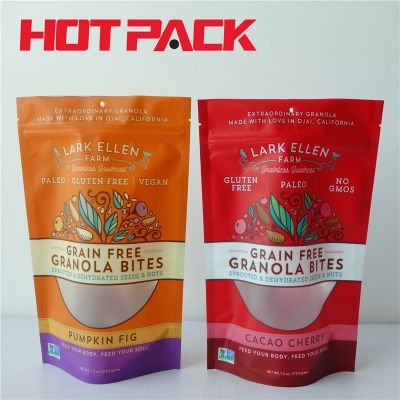 Food packaging aluminum plastic bags granola bites stand up pouches 