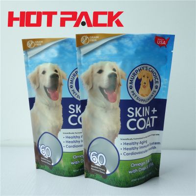 Stand up zipper dog food snacks stand up bag with window