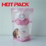 Glossy stand up pet food packaging zipper bag with oval window