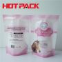 Glossy stand up pet food packaging zipper bag with oval window