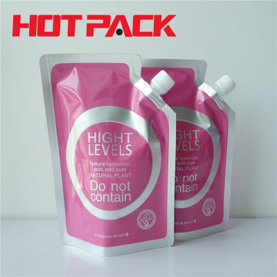 Cosmetics stand up package pouch reusable spout packaging pouch