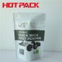 Matte white stand up black maca root powder pouches 