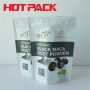 Matte white stand up black maca root powder pouches 