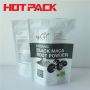 Matte white stand up black maca root powder pouches 