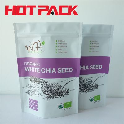 Organic stand up pouch for white chia seed stand up packaging