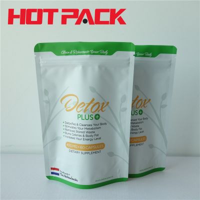 Custom printed detox stand up packaging bags resealable stand up pouch 