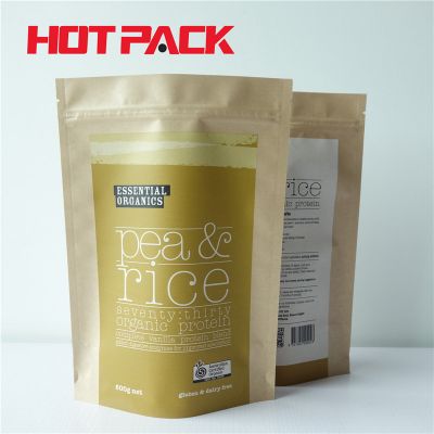 Kraft stand up pouches for pea and rice