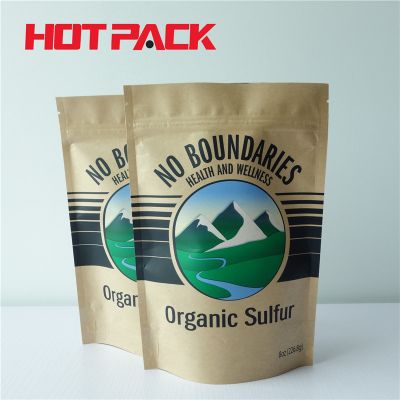 Organic sulfur brown paper stand up pouches