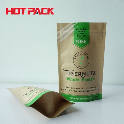 Organic kraft stand up paper pouches for tiger nuts