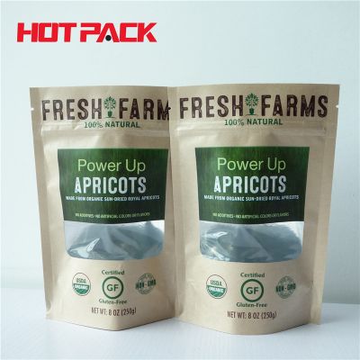 Resealable  kraft paper food packaging bags with window