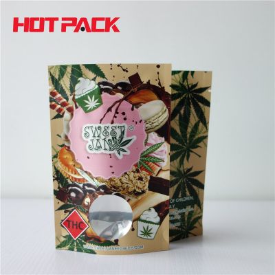 Kraft paper weeds stand up bags with zipper foil lined