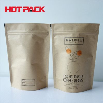 Stand up kraft paper bags resealable for coffee