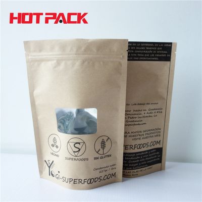 Super food stand up paper pouches with transparent window
