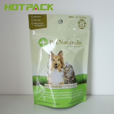 Custom logo Gravure printing stand up pet dog food packing bag with window resealable zipper