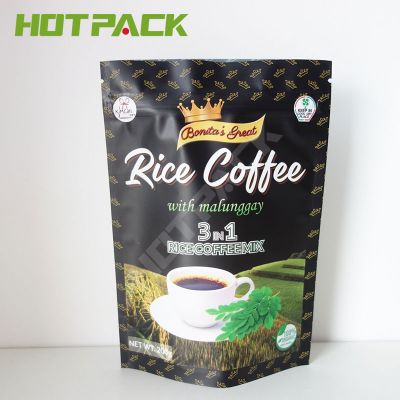 Custom matte black printing aluminum foil food grade coffee stand up packaging bags