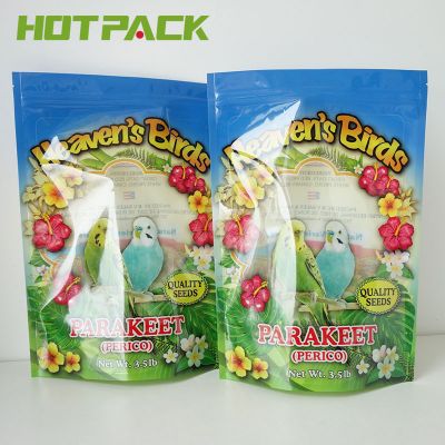 OEM bird feed packing bag plastic stand up zipper pouch   mylar bag with clear window for pet food