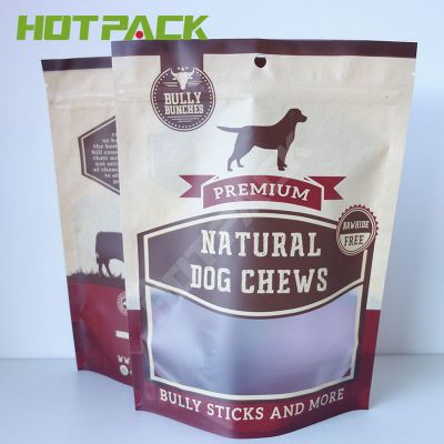 Custom printing plastic laminated stand up dog chews packaging bag resealable zipper pet food pouch