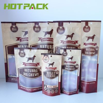 Clear window mylar packaging bags pet food plastic stand up ziplock pouch with custom own logo