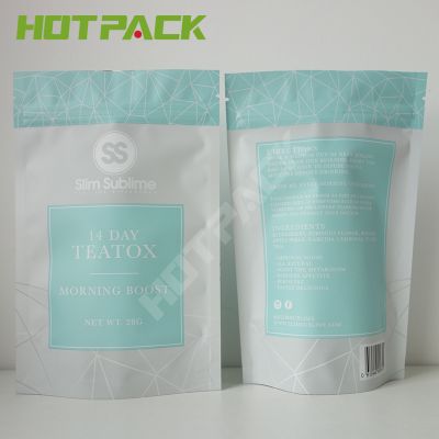 Matte Finish 28g Aluminum Foil Mylar Plastic Tea Packing Small Bags Stand Up Pouches  With Zipper 