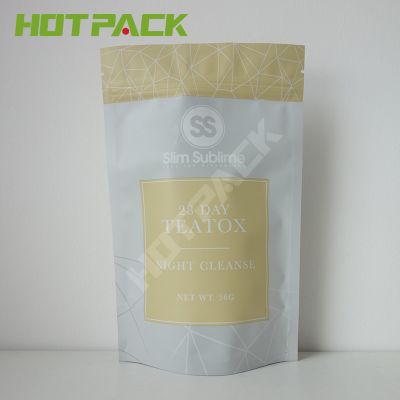 Custom Print Logo 28g Doypack Plastic Mylar Poly Empty Tea Plastic Packaging Bag