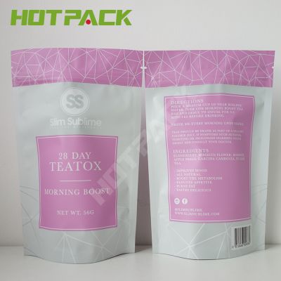 Custom Smell Proof Mylar Aluminium Foil Zipper Organic Tea Plastic Bag