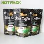 Customized printing laminated aluminum foil black plastic bag stand up zipper rice coffee pouches with window