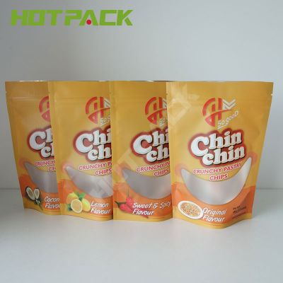 Matte printed food grade stand up zipper snack food mylar bag with clear window