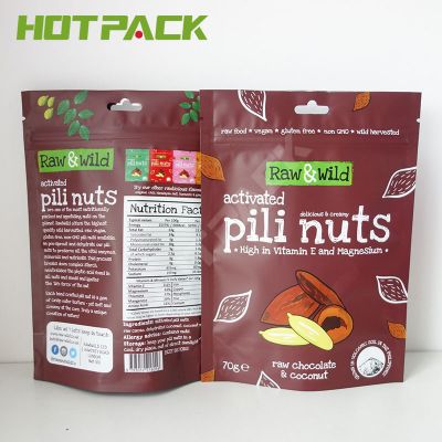 Factory custom print plastic packaging bag for nuts stand up food edible pouch with zipper