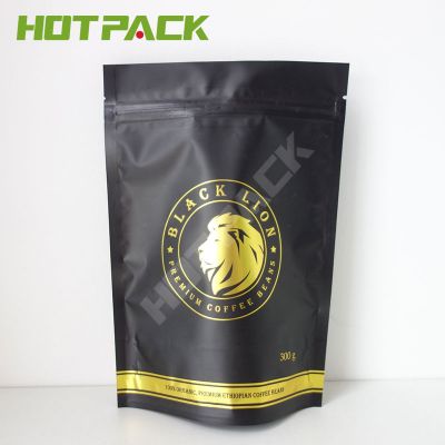 Custom moisture proof designs foil mylar coffee bag stand up resealable zipper coffe beans pouch