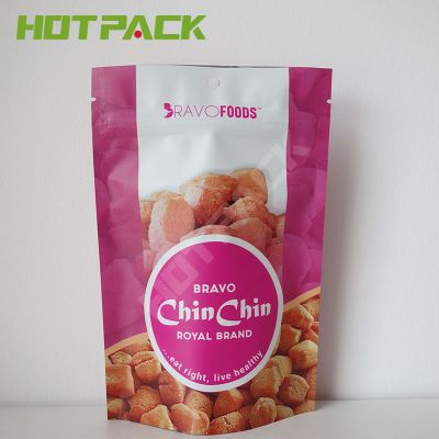 Package snack food bag supplier laminated material plastic stand up pouch with zipper