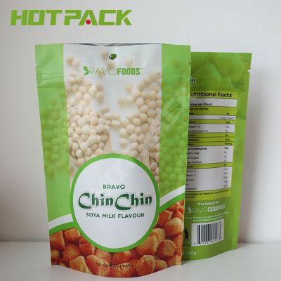 Matte snack food packaging bags with zipper aluminum foil food stand up plastic pouch