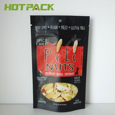 Wholesale mylar snack food packaging bags with custom own logo matte plastic stand up pouch zipper pouch for peanuts
