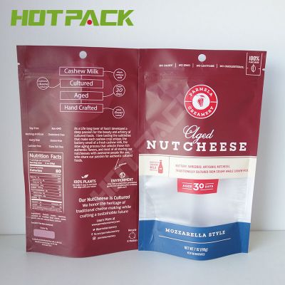Custom printed aluminum foil plastic bag stand up nut cheese mylar packaging bags with window