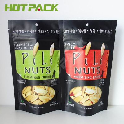 Matte printed plastic snack food storage bag zipper stand up bag for peanuts with own logo