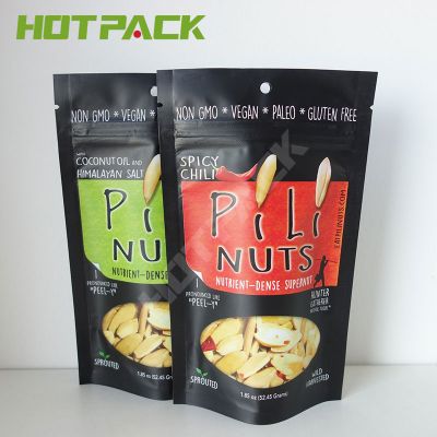 Matte printed plastic snack food storage bag zipper stand up bag for peanuts with own logo