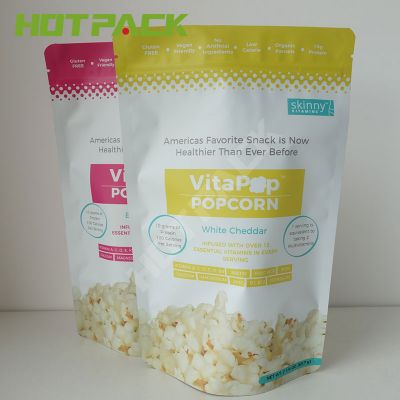 Custom Logo Printing stand up zipper aluminum foil pouch snack food packaging popcorn bag