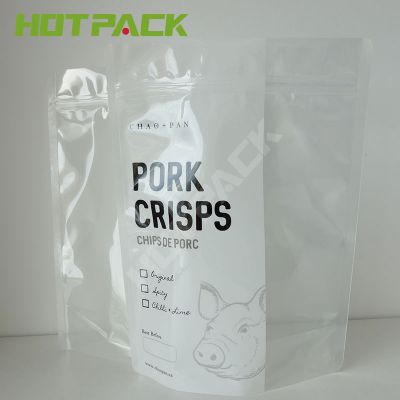 Wholesale custom digital print transparent stand up zipper snack food laminated bag pork crisps pouch