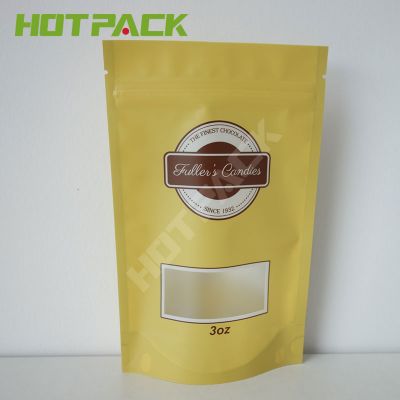 New arrival custom aluminum foil packaging bag heat sealed mylar snack candy stand up zipper pouch with window
