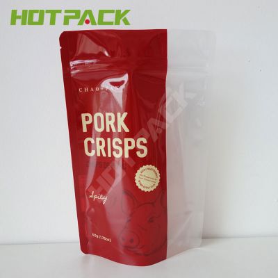 Manufacturer custom glossy mylar stand up zip lock clear plastic bags for packing snack food
