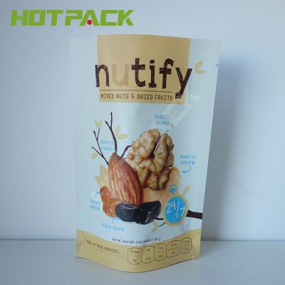 Custom logo 60g matte nuts snack food edible plastic stand up pouch packaging bag