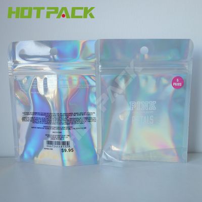 Hot Sales Pink Laser Film Mylar Resealable Plastic Stand Up Bags