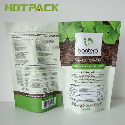 Laminated multiple layer plastic soil manure packaging bags resealable foil stand up zipper lock pouch 