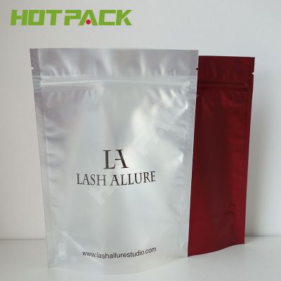 Clear window colorful plastic bag for make up standing up zipper packaging with logo