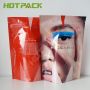 Resealable color printing holographic cosmetic zipper plastic stand up bag for makeup