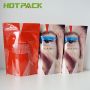 Resealable color printing holographic cosmetic zipper plastic stand up bag for makeup